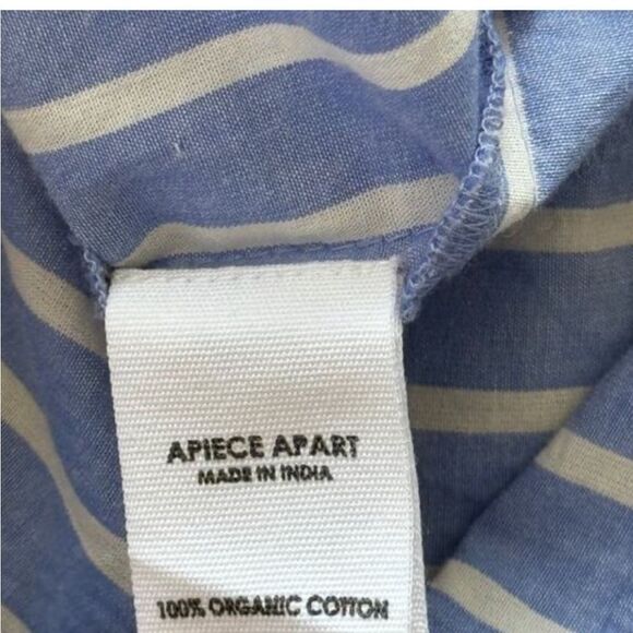 Apiece Apart Adorna Smocked Striped Cotton Mini Dress Blue White Size Medium - Picture 9 of 9